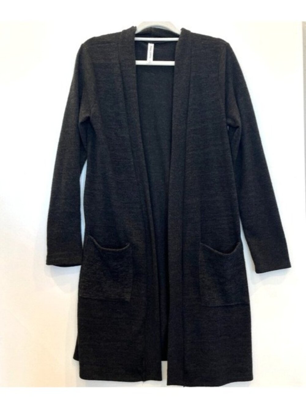 Zenana Outfitters Open Cardigan Charcoal Black Size M with pockets Comfort Cozy